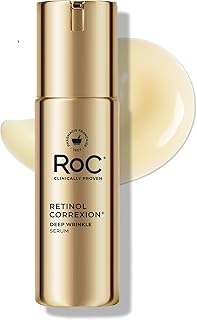 RoC Retinol Correxion Deep Wrinkle Retinol Face Serum with Ascorbic Acid, Anti-Aging Treatment for Fine Lines, Dark Spots, Post Acne Scars, 1 Oz (Packaging May Vary)