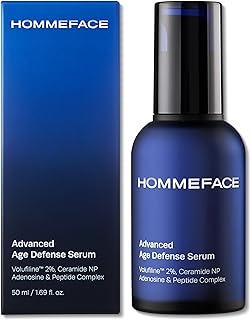 HOMMEFACE Men’s Advanced Age Defense Anti-Wrinkle Face Serum - Anti-Aging Korean Skincare Technology with Volufiline, Ceramide, Collagen, Hyaluronic Acid & Peptides, 1.69 fl oz