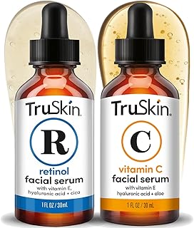 Face Serum Duo - Vitamin C Serum & Retinol Serum for Face - AM & PM Anti Aging Skincare Routine - Brightening & Smoothing Facial Serums, 1 fl oz Each