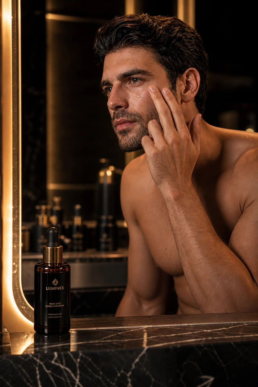 applying a dark spot remover serum